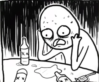 🍺 alcohol, depression, gun, sad, meme whatsapp sticker