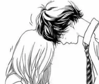 😽 Anime, Manga, Amore, Romance, Coppia, Bianco e nero telegram sticker