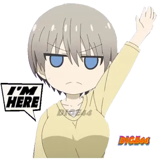 🙋‍♀️ I'M HERE anime, girl, cartoon, sticker, greeting telegram sticker
