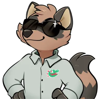 😎 animal, guaxinim, óculos de sol, desenho animado, personagem, antropomórfico telegram sticker