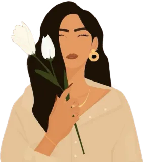 👩 ผู้หญิง, ดอกไม้, ต่างหู, เครื่องประดับ, แฟชั่น, ภาพประกอบดิจิทัล telegram sticker