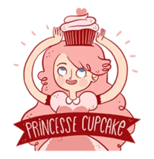 🍰 PRINCESSE CUPCAKE кекс, принцесса, мультфильм, еда, сладкий, десерт telegram sticker