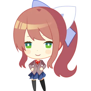 😍 Monika Doki Doki Literature Club! anime, video game, chibi, cute, monika, doki doki literature club telegram sticker