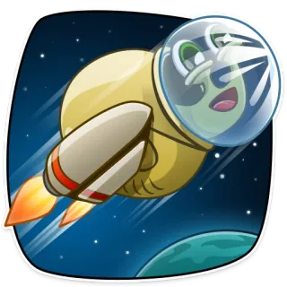 🚀 espace, fusée, dessin animé, alien, étoiles, astronaute, galaxie telegram sticker