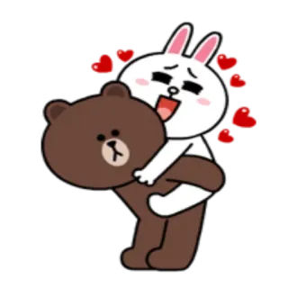 ❤ кролик, медведь, любовь, милый, сердце, объятие whatsapp sticker