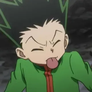 🇯🇵 Gon Freecss Hunter x Hunter anime, cartoon, tongue, funny, character, green, gon, hunter x hunter telegram sticker