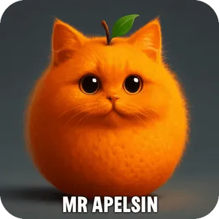 🍊 MR APELSIN แมว, สีส้ม, Mr Apelsin, ผลไม้, น่ารัก, สัตว์ whatsapp sticker