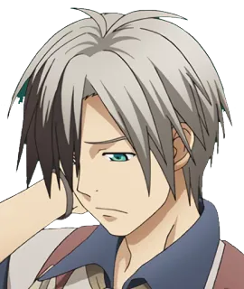😔 anime, maschio, personaggio, capelli grigi, triste whatsapp sticker