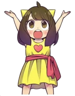 🙌 anime, cartoon, girl, cute, kawaii, cheerful, heart telegram sticker