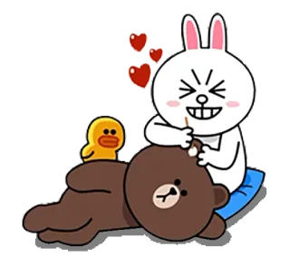 😆 Brown медведь, кролик, утка, сердечки, мультик, милый telegram sticker