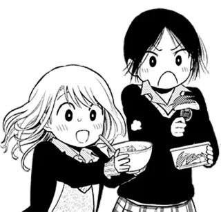 🥣 anime, manga, cartoon, food, school uniform, girls, friends telegram sticker