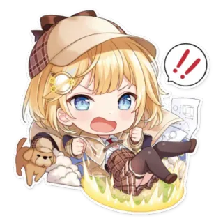 #️⃣ Amelia Watson anime, detective, vtuber, cute, kawaii telegram sticker