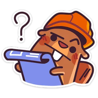 ❓ castoro, costruzione, ingegnere, progetto, pensando, confuso, cartone animato telegram sticker