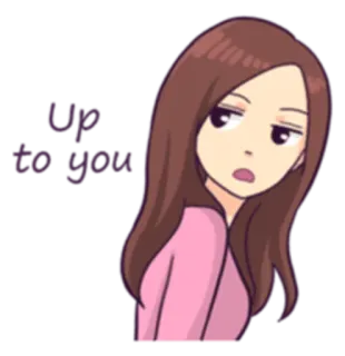 🙄 Up to you pessoa, mulher, rosa, desenho animado telegram sticker