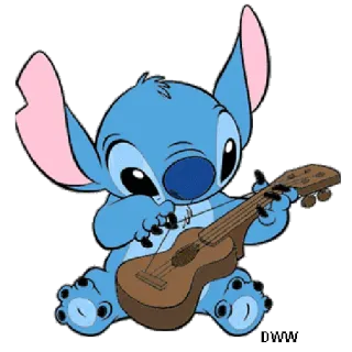 🎸 Stitch Lilo & Stitch disney, alien, ukulele, lindo, dibujos animados telegram sticker