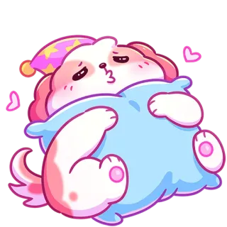 😴 강아지, 졸린, 귀여운, 베개, 밤, 만화 telegram sticker