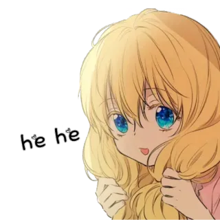 😶 he he anime, criança, loiro/a, fofo/a whatsapp sticker
