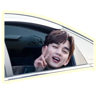 ✌️ man, person, car, peace sign, peace, asian telegram sticker