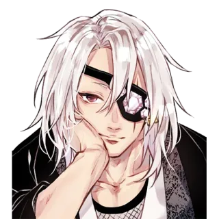 💎 Anime, Manga, Personaggio, Ritratto, Benda sull'occhio, Capelli bianchi telegram sticker