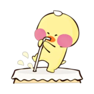 🐥 cartoon, yellow, drink, cute, sticker, animation, character telegram sticker