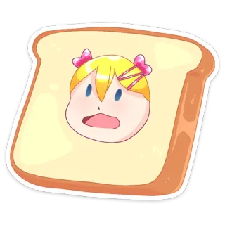 😳 pane, faccia, cartone animato, cibo, adesivo, anime, toast telegram sticker
