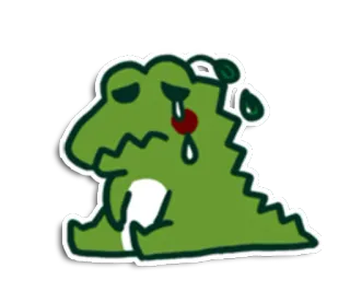 🐊 triste, pleurant, crocodile, dessin animé, dinosaure, animal telegram sticker