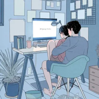💕 pareja, amor, abrazo, acogedor, hogar, relación telegram sticker