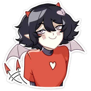 ☺️ diable, dessin animé, animé, démon, mignon, ailes, cornes telegram sticker