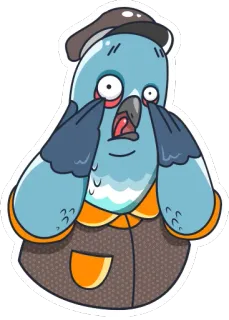 😱 uccello, cartone animato, animale, piccione, personaggio, adesivo telegram sticker
