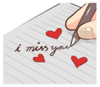 💖 i miss you amor, te echo de menos, corazones, carta, escritura telegram sticker