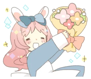 🐰 kawaii, anime, carino, coniglio, fiori, brillantini, pastello telegram sticker