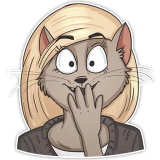 🙃 kucing, wanita, kartun, stiker, hewan, karakter telegram sticker