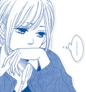 😔 anime, ragazza, manga, pensieroso, cartoni animati, adesivo telegram sticker