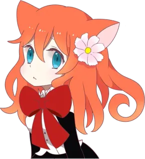 😒 Аниме, Девушка-кошка, Каваий, Милый, Манга, Рыжие волосы telegram sticker