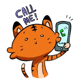🐯 CALL ME! 호랑이, 만화, 동물, 전화, 통화, 귀여운 telegram sticker