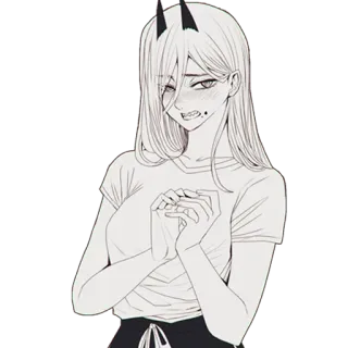 😒 Power Chainsaw Man anime, manga, character, horns, smile telegram sticker
