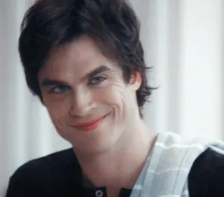 😏 Damon Salvatore The Vampire Diaries 뱀파이어, TV 프로그램, 능글, 잘생김, 이안 소머헐더 telegram sticker
