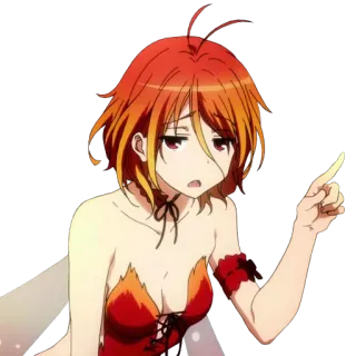 🔥 anime, girl, pointing, red hair, cartoon telegram sticker