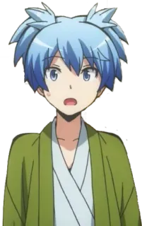 😯 Nagisa Shiota Assassination Classroom Anime, Cartone animato, Nagisa Shiota, Assassination Classroom, capelli blu, Personaggio telegram sticker