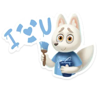 😍 I <3 U лиса, любовь, сердечки, милый, мультфильм telegram sticker