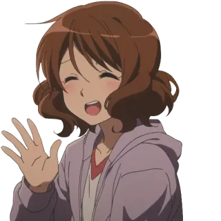 👋 anime, ragazza, che saluta, cartone animato, felice, amichevole, saluto telegram sticker
