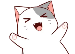😸 แมว, มีความสุข, อนิเมะ, น่ารัก, คาวาอิ, สัตว์ whatsapp sticker
