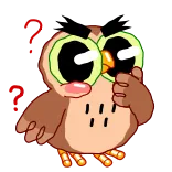 🤔 ?! eule, cartoon, süß, frage, ausruf, vogel telegram sticker