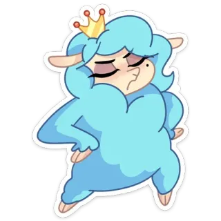 😤 Schaf, Königin, Cartoon, Krone, Tier telegram sticker
