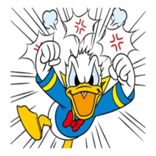 😠 Donald Duck Vịt Donald, Phim hoạt hình, Tức giận, Disney, Nhân vật telegram sticker
