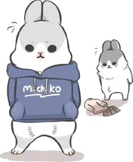 😕 machiko rabbit, bunny, cute, kawaii, hoodie, animal telegram sticker