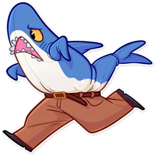 🏃 requin, dessin animé, animal, course, mignon telegram sticker