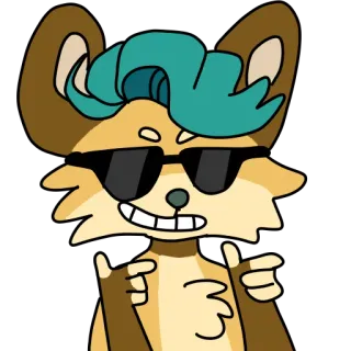 😜 Мультик, Круто, Солнцезащитные очки, Большой палец вверх, Персонаж telegram sticker