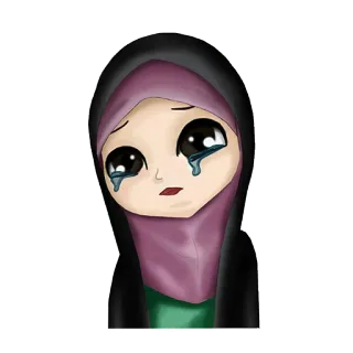 😢 sad, crying, muslim, hijab, woman, girl telegram sticker