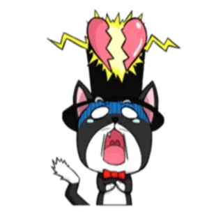 💔 gato, coração partido, triste, chorando, desenho animado, emocional telegram sticker